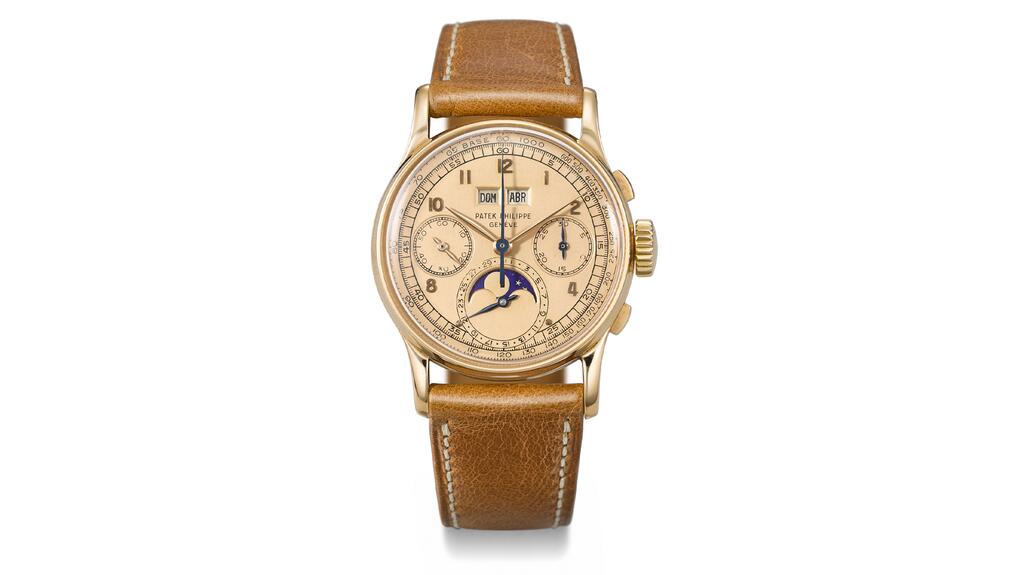 This 1948 Patek Philippe Ref. 1518 “Pink on Pink” was made for the Latin American market with the weekday and month calendars in Spanish, Christie’s said. Patek Philippe ref 1518 pink gold